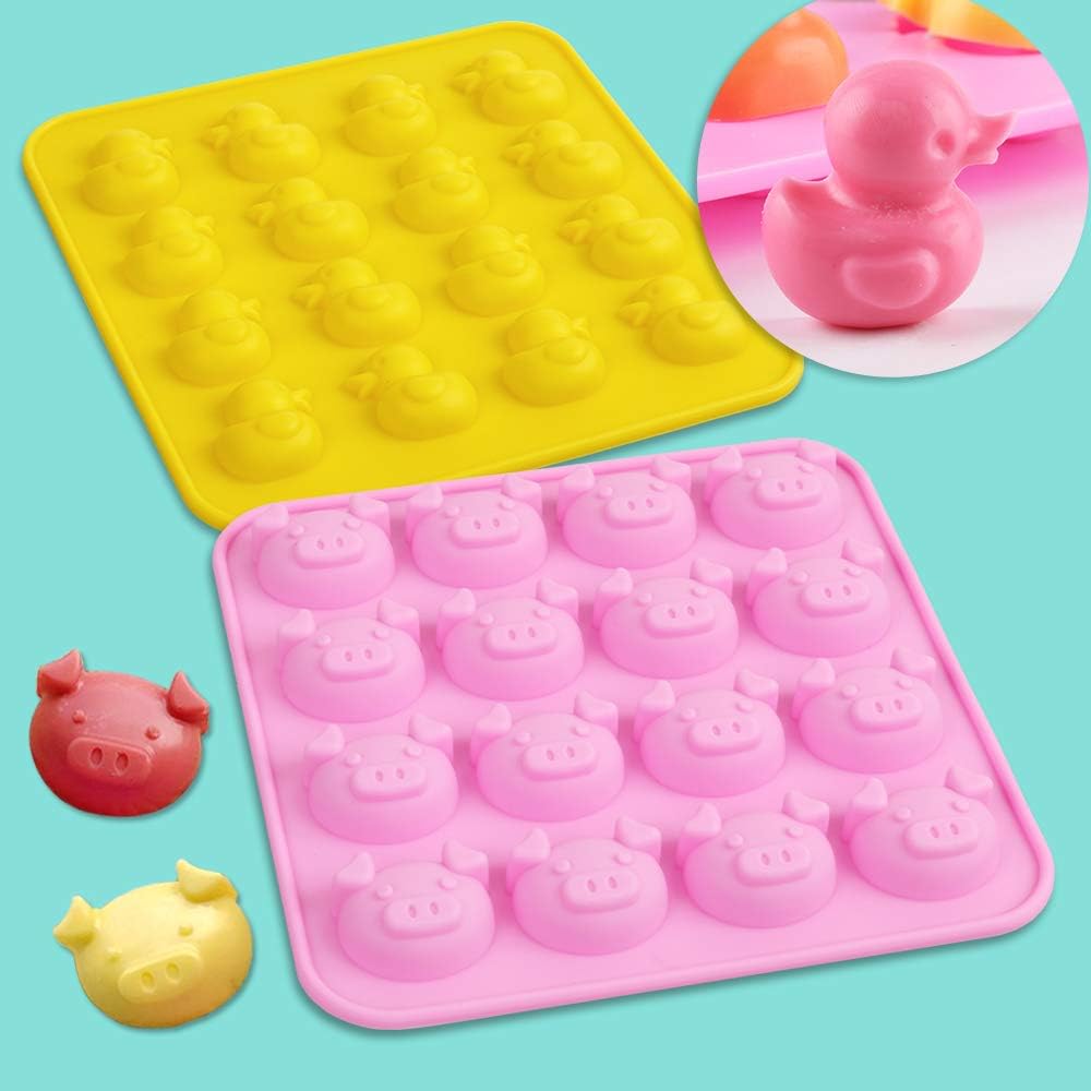 homEdge Duck and Pig Silicone Molds, Set of 2 PCS Non-Stick Food Grade Silicone Molds for Chocolate Candy, Jelly, Ice Cube - Image 3
