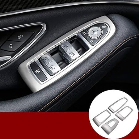 Amazon インテリア 車ドア 窓 スイッチ ボタン フレーム トリムカバー 4個 メルセデスベンツ Sクラス W222 14 19用 パワーウィンドウスイッチ 車 バイク