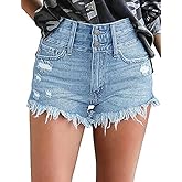 Necooer Women Denim Shorts Casual Summer Mid Waist Stretchy Denim Jean Shorts