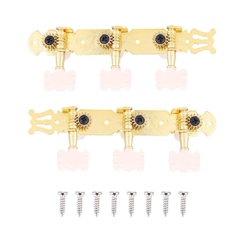 Dilwe Guitar Tuning Pegs, 3L3R Classical Guitar String Tuning Pegs Tuners Machine Heads, Gold Acoustic Guitar Accessories