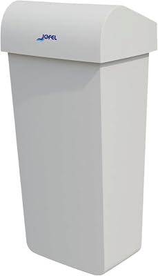 - ALR33000, Papelera sostenible fabricada con plástico reciclado, color blanco mate, capacidad 40 Litros, Tapa Superior desmontable, se puede fijar a la pared fácilmente.