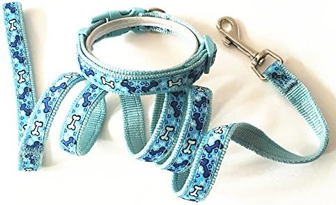 Joopet Pet Dog Collar Nylon Bone Printing Collars and Leash Made for Puppy Pet, Matching Pet Shop Products Available
