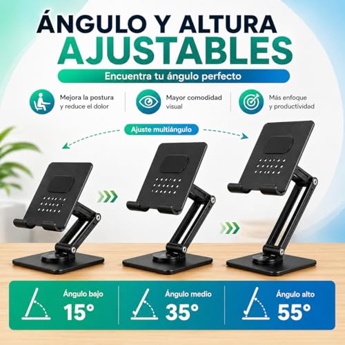 Yoele Soporte Tablet Escritorio Brazo Ajustable Estable – Base Pesada Giratoria 360° para iPad, Kindle y Tablets, Ideal para Oficina, Estudio y Uso Diario