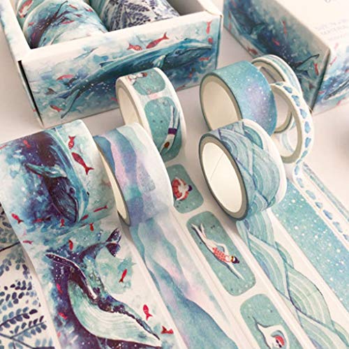 8Pcs Green Leaves Cactus Journal Washi Tape Adhesive Tape DIY Scrapbooking Sticker Label Masking Tapes