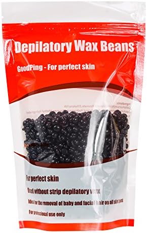GoodPing Hard Wax Beans,Body Facial Arm Legs and Sensitive Areas Bikini Area Hair Remove Wax Beans (Black 300g)