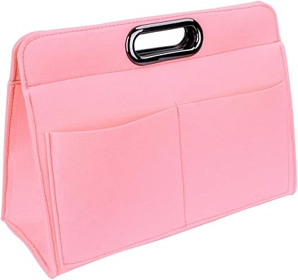 Amazon Hengshitong インナーバッグ トートバッグ バッグインバッグ ハンドバッグ 手提げバッグ レディースバッグ ポーチ 収納 軽量 自立 おしゃれ バックル 持ち手 旅行 通勤 通学 外出 ピンク シューズ バッグ