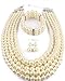 Shineland Elegant Multilayers Simulated Pearl Strand Cluster Collar Bib Choker Costume Jewelry Sets