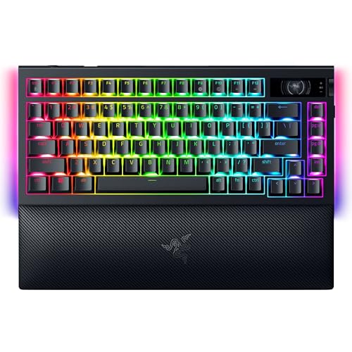 Razer RazeRazer BlackWidow V4 Pro 75% - Wireless Hot-Swappable Gaming-Keyboard - OLED Display (command dial, 4K Hz & Bluetooth connectivity, Snap Tap, magnetic palm rest) US Layout | Black