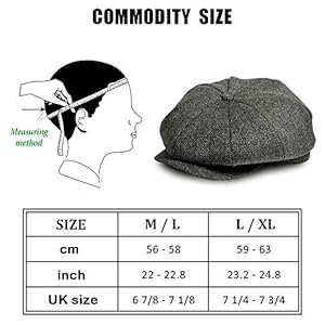 TOSKATOK Herren gekämmte Baumwolle Schiebermütze größentabelle
