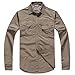 TACVASEN Men's Basic Military Tactical Long Sleeve Quick Dry Shirt Khaki for Travel