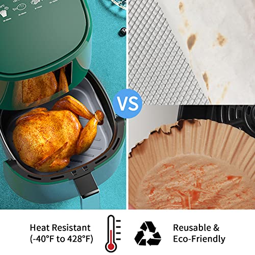 Air Fryer Silicone Liners, 6.5 QT Food Safe Square Air Fryer Basket pot, Replacement for Parchment Paper Liners, Heat Resistant Non-stick Kitchen Silicone Bowl/Tray with Heat-proof Gloves & Timer