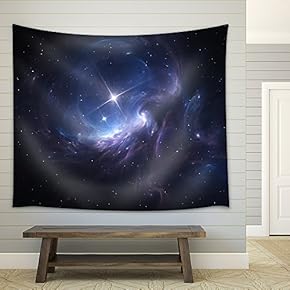 Space Nebula. Cloud of Gas and Dust Blocks The Light of Distant Stars. - Fabric Wall Tapestry Home Decor - 51x60 inches