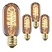 Vintage Edison Bulb 40W 110V E27 Base T45 Squirrel Cage Tubular Tungsten Filament Incandescent Light Bulb, Warm Light Dimmable Filament Bulb for Home Light Fixtures Decorative, Pack of 3