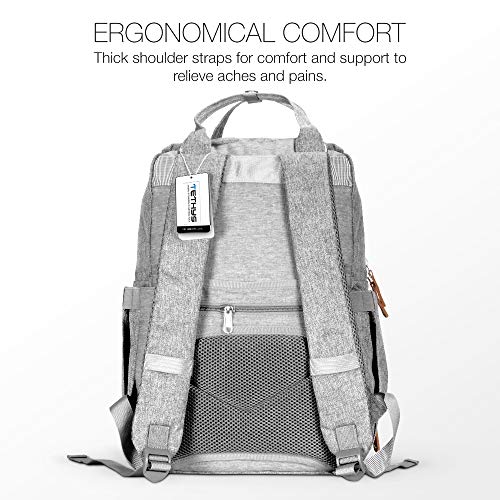 TETHYS Diaper Bag Backpack [Multifunction Waterproof Travel Back Pack] Maternity Baby Nappy Charging Bag Ideal for Mom and Dad, Large Capacity and Stylish Organizer for Baby Care - Gray - Thumbnail 2