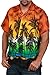 Ingear Casual Shirt Button Down Hawaiian Short Sleeve Cruise Rayon Summer Shirt,Orange/Palms,X-Large