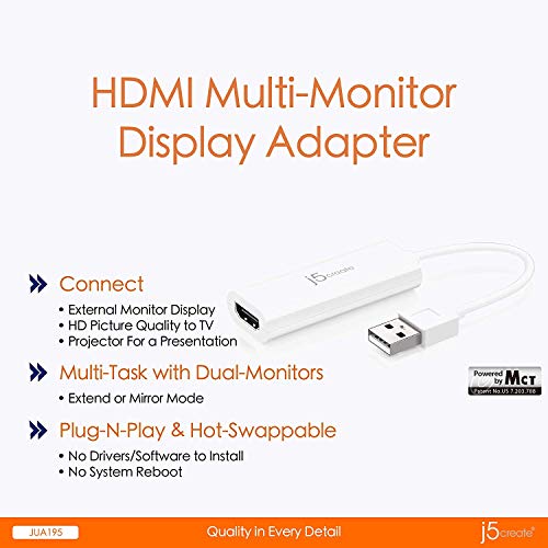 j5create USB to HDMI Display Adapter- USB to HDMI 1080P Cable Converter  Adapter for Windows XP