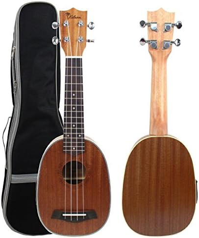Kulana Deluxe Pinneapple Electric Acoustic Ukulele, Mahogany Wood with Binding and Aquila Strings + Gig Bag
