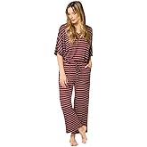 Softies Dream Relaxed V Neck Capri Lounge Set for Women 2 Piece Loungewear with Dolman Sleeve Top and Cropped Capri Pants