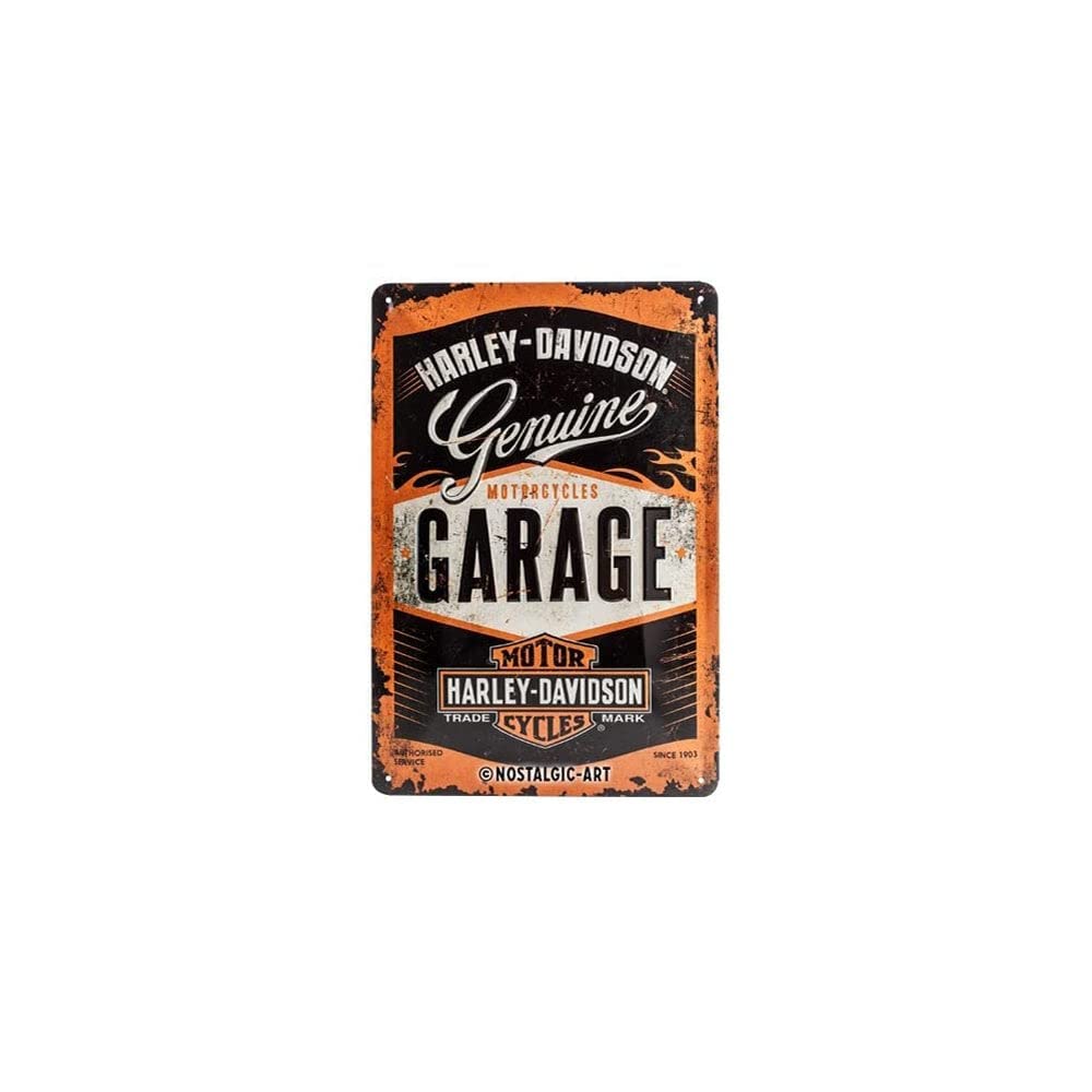 Nostalgic-Art Retro Tin Sign – Harley-Davidson Garage – Gift idea for motorcycle fans, Metal Plaque, Vintage design for wall decoration, 20 x 30 cm