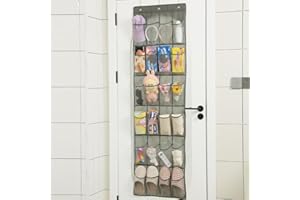 Over The Door Shoe Organizer with 24 Pockets - Space Saving Hanging Shoe Storage Rack for Clothing, Toys