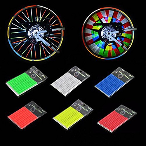 GOOTRADES 6 Sets/72pcs Bicycle Wheel Spoke Reflector Reflective Mount Clip Tube Warning Strip