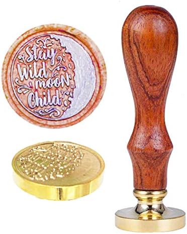 Stay Wild Moon Child Wax Seal Stamp,YGHM Natural Rosewood Handle Sealing Wax Stamp Kit Gift Wine Package Wedding Invitations Card Envelope Vintage Seal Stamp