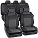 BDK OS-409-CC-A_am Black & Charcoal Synthetic Leather Seat Covers for Car SUV Van - Affordable PU Vinyle Replacement Covers