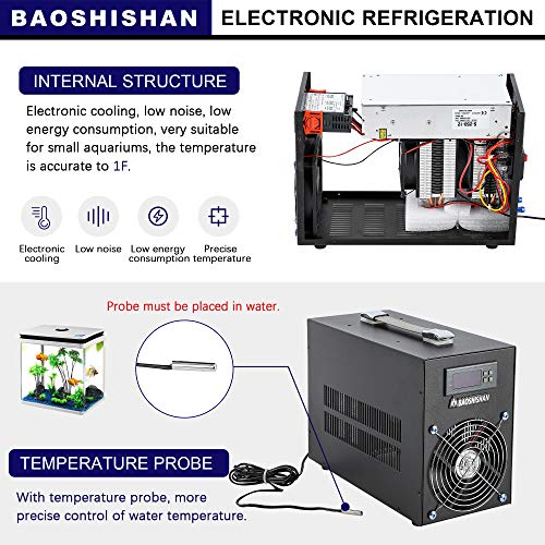 BAOSHISHAN 50L Aquarium Chiller 13gal Small Fish Tank Chiller Electronic Refrigeration with