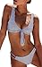 BMJL Women's Sexy Detachable Padded Cutout Push Up Striped Bikini Set Two Piece Swimsuit (L,Navy & White)