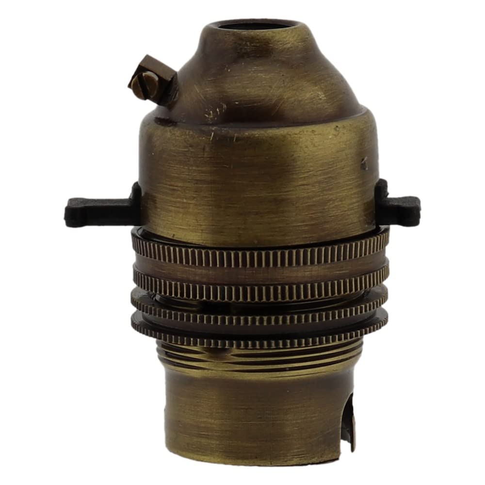 Bayonet Cap (B22) Switched & Earthed Lampholder in Antique Brass Finish for use on Lamps, Pendants or Chandeliers โ image 1