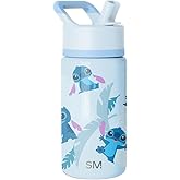 Simple Modern Kids Summit Water Bottle with Straw Lid | Disney Stitch 14oz Stainless Steel Cup Insulated Tumbler for Girls, Boys, School | Tropical Stitch