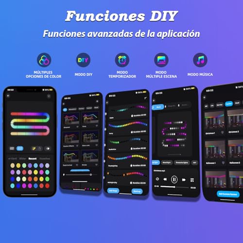 Lichaser Tira LED Exterior Impermeable DIY IP67 RGB+IC, Seguimiento, Segmentación de Tiras LED con Aplicación BT y Control Remoto RF Para uso en Exteriores (40m)