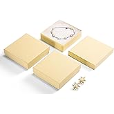 MESHA Jewelry Gift Boxes, 3.5x3.5x1 Inch 20 Pcs Matte Small Gift Box with Lids, Small Cardboard Jewelry Boxes with Cotton Filled and Lids, JewelryBox Bulk for Festive Day Brown