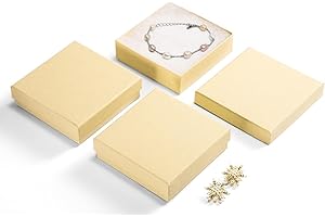 MESHA Jewelry Gift Boxes, 3.5x3.5x1 Inch 20 Pcs Matte Small Gift Box with Lids, Small Cardboard Jewelry Boxes with Cotton Filled and Lids, JewelryBox Bulk for Festive Day Brown
