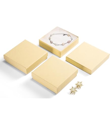 thumbnail interactive-video image 1 of 100 Gold Foil Cotton Filled Jewelry Gift Boxes – 2-1/8 X 1-5/8 X 3/4 – Gems On Display 1 of 3