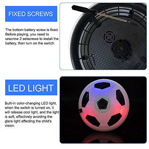 MBDVLPMT Kids Toys Hover Soccer Ball Set 2 Goals Gift Football Disk Toy LED Light Boys Girls Age 3-16 Year Old, with Foam Bumper for Indoor Outdoor Sports Ball Game Children