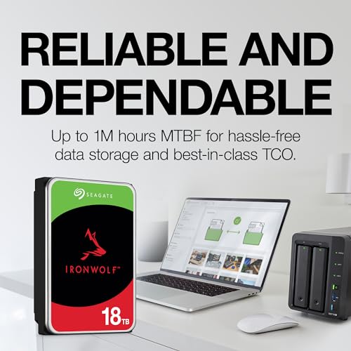 Seagate IronWolf 10TB NAS Internal Hard Drive HDD – 3.5 Inch SATA 6Gb/s 7200 RPM 256MB Cache RAID Network Attached Storage Home Servers - (ST10000VN0008)