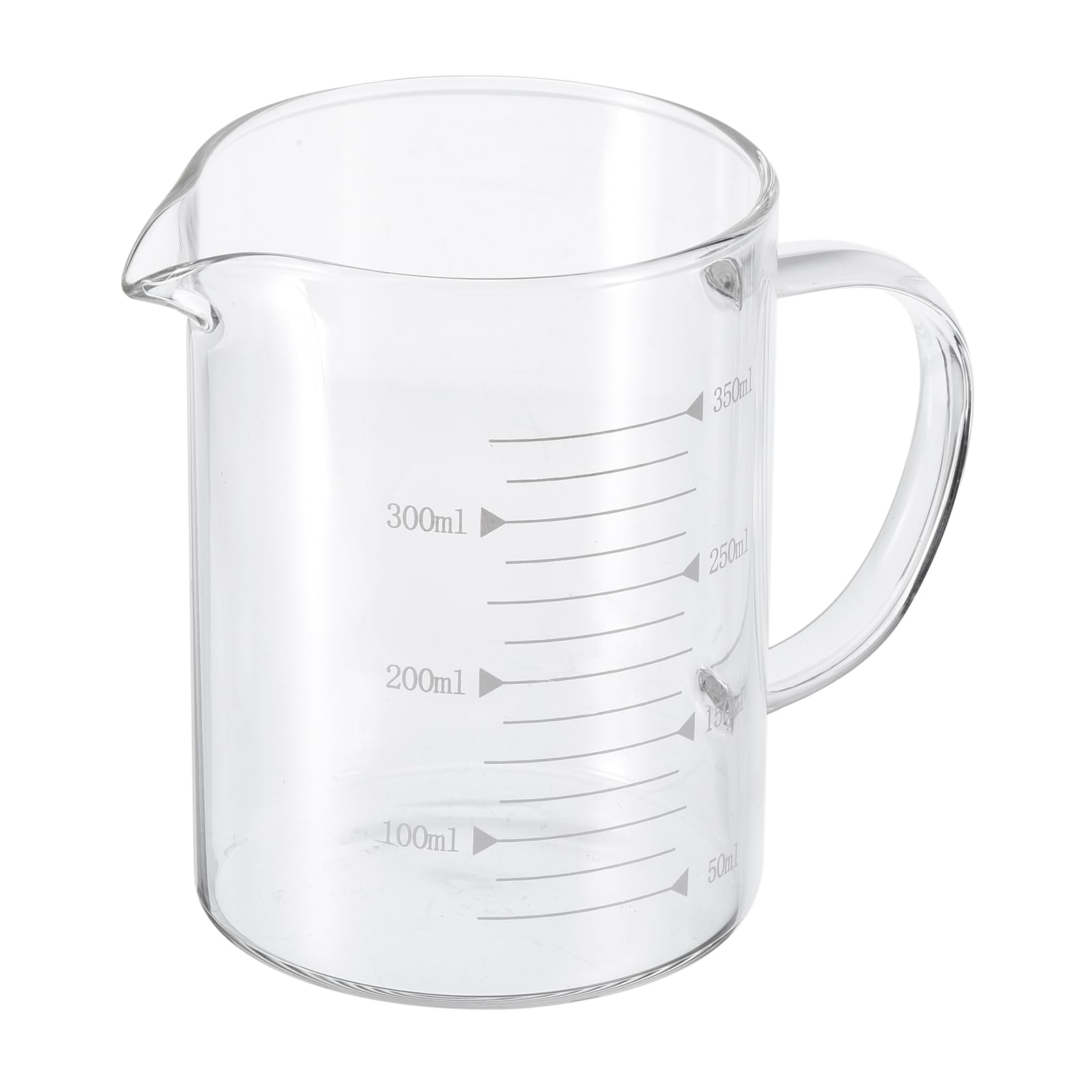 PATIKIL 350ml Glass Measuring Cup, 3.3 Borosilicate Glass Graduated White Printed Scale Liquid Measure Cups Beaker with V-Shaped Spout for Kitchen