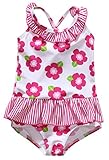 Alove Baby Girl's Floral One Piece Striped Ruffle Swimsuit
