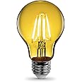 Feit Electric A19 Yellow LED Filament Light Bulb, 4.5W (40W Equivalent), Dimmable, Clear Glass, 600 Lumens, Vintage Style for Home, Party, Bar, and Restaurant, 20,000-Hour Lifetime, A19/TY/LED