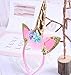 Unicorn Party, Unicorn Party Supplies, Decorations, Pink Satin Sash for Girls and Gold Glitter Unicorn Headband with Glitter Blue Pink Flowers and Bracelet for Kids By Vexillum