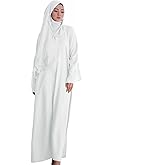 Abaya Muslim Dress Lace Trim Middle East Arabian Women Robe with Hijab Scarf