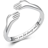 925 Sterling Silver Hug Rings for Women Silver Hugging Ring Jewelry Rings Always My Daughter Forever My Friend Ring for Teen