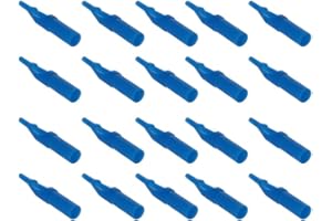 Fielect 50Pcs Disposable Tattoo Tips Plastic Blue Tubes Closed End Round Type 15RT for Tattoo Needles Sterilize Tips Grips Ta