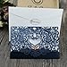Wedding Invitation Card 50 pack, FOMTOR Laser cut Wedding Invitations Kit With Blank Printable Paper and Envelopes Navy Blue