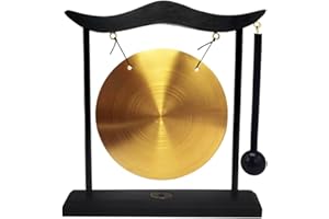 Retasica Mini Desktop Gong Table Wind Chime Percussion Instrument Cymbals Gongs with Mallet for Home Decor Housewarm -A Easy 