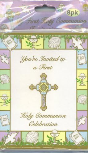INVITATION CARD FOR FIRST HOLY COMMUNION a pack of 8 cards and envelops