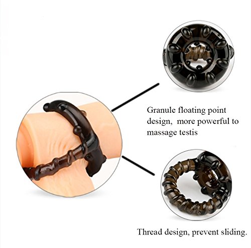 Dual Cock Ring Soft Silicone Time Delay Erection Cock Rings for Men Adult Penis Rings Thread Sex Toy Ring Penis Cockring (3PCS)