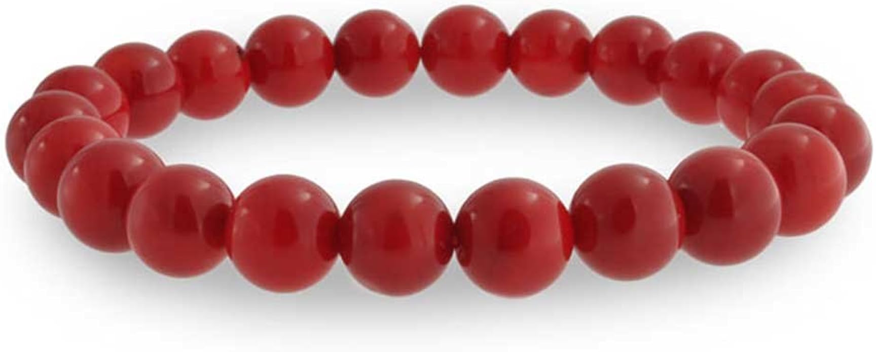 Bling Jewelry Red Simulated Coral Stone Round Ball Bead Stackable