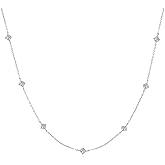 JL LITTLE FOREST Moissanite Necklace for Women, 925 Sterling Silver Station Choker Necklaces D Color VVS1 Clarity Lab Created Imitation-diamond Dainty Simple Jewelry with Certificate of Authenticity